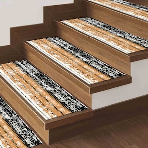 Black Step Rug, Orange Rug, Trendy Rugs, Striped Rug, Modern Rug, Stair Treads Rug, Stair Rug, Small Rug, Soft Rugs, Machine Washable Rug,