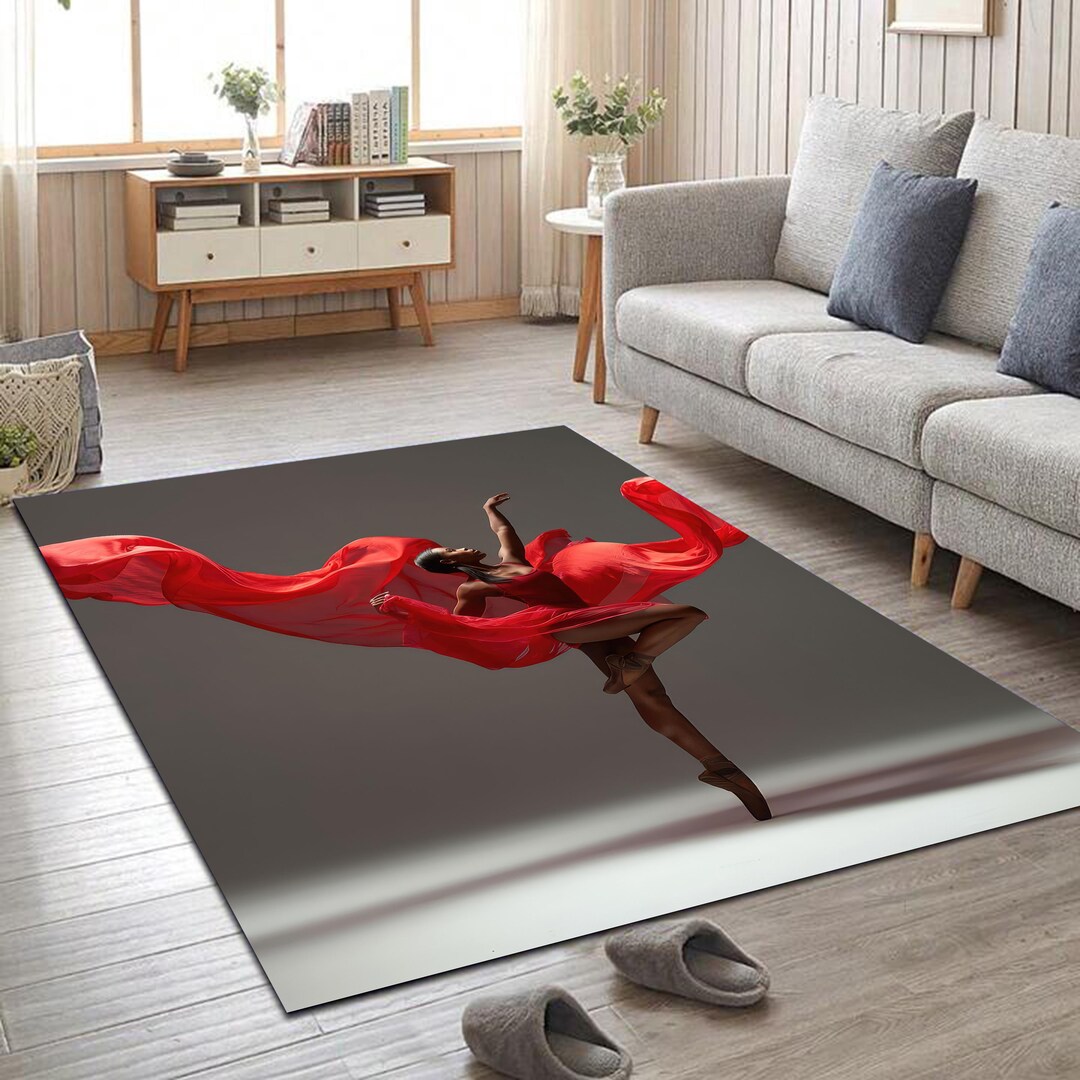 Modern Printed Rug, Dancer Art Rug, Red Dress Rug, Contemporary Rug ...