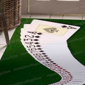 Green Rug, Anti-Slip Carpet Rug, Personalized Rug, Modern Rugs, Poker Player Rugs, Home Decor Rug, Game Room Rugs, Printed Rug, Bedroom Rug,