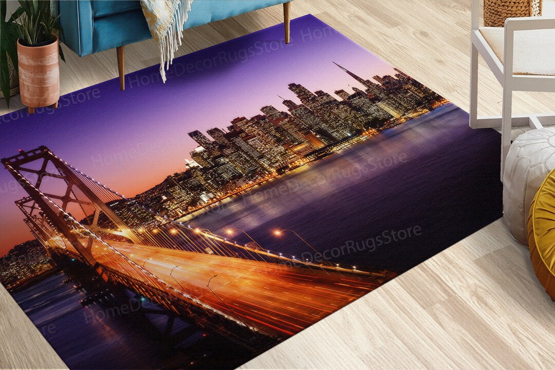 San Francisco Rug Golden Gate Bridge Rug, San Francisco Rug, Cityscape Rug, Landscape ...