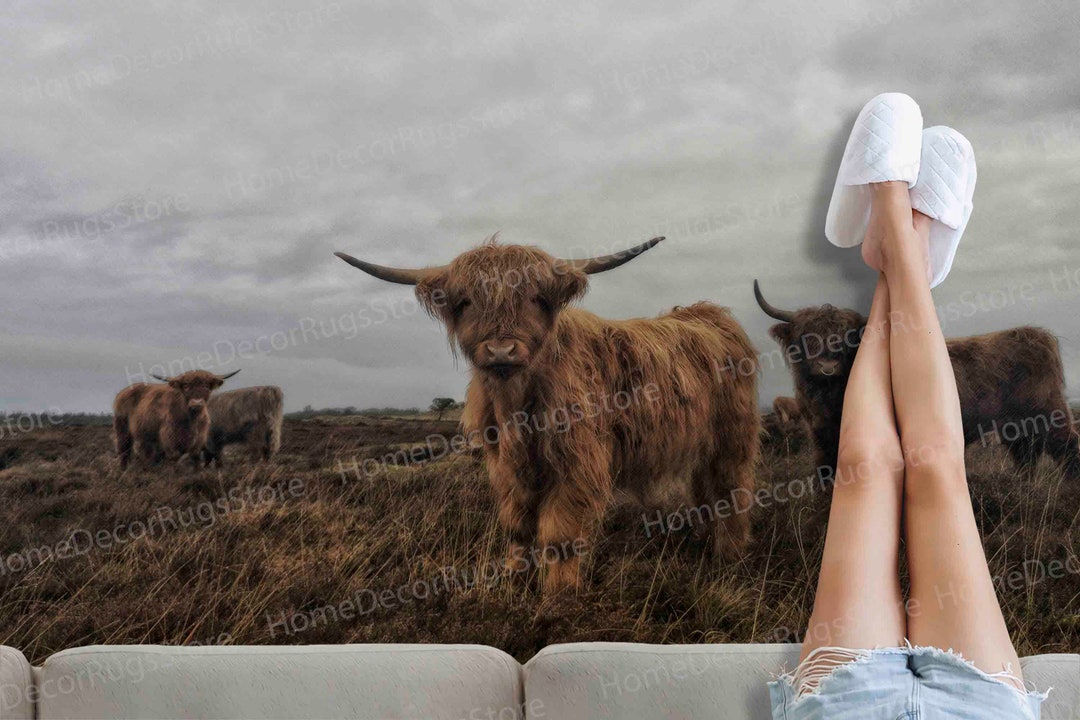 Ox Rugs, Highland Cow Rug, Bison Rugs, Nursery Rug, Bath Rug, Office ...