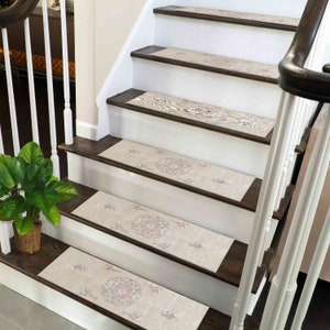 Beige Rug, Soft Tones Rug, Boho Rug, Modern Rug, Stair Treads Rug, Customs Rug, Machine Washable Rug, Step Rug, Classic Rug, Non-Slip Carpet