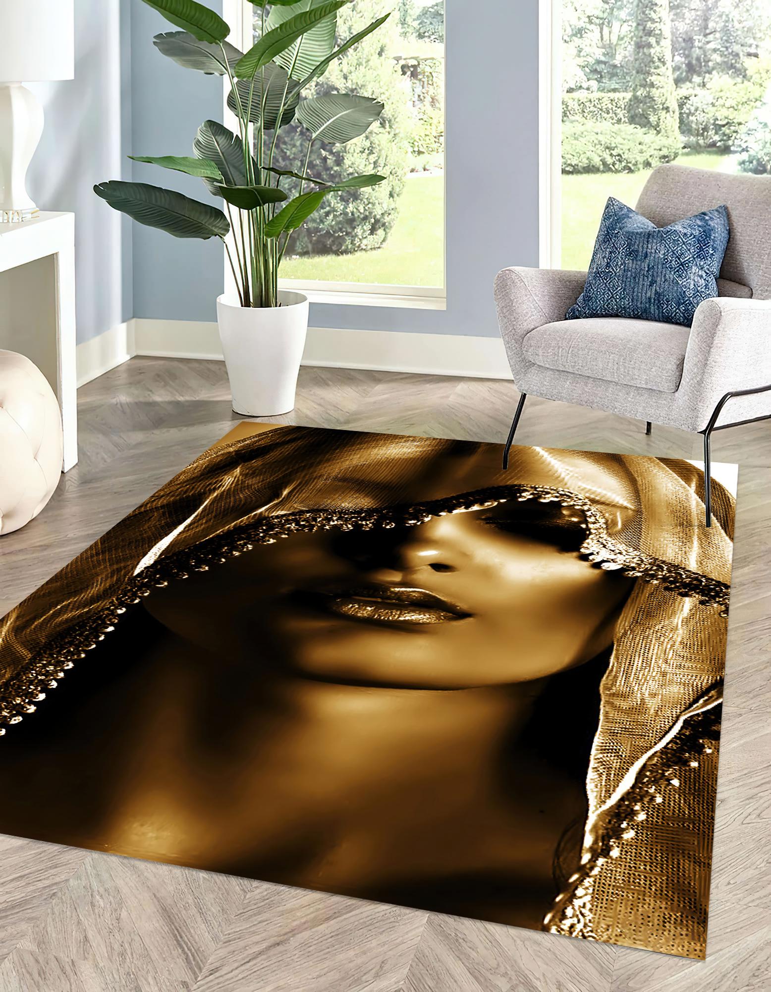 Fashion Rug Golden Woman Portrait Rugs, Golden Rugs, Fashion Rug, Modern Rugs ...