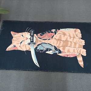 Outdoor Rug, Rugs, Anime Rugs, Salon Decor Rugs, Japanese Rug, Colorful Rug, Kitchen Rug, Modern Rug, Bedroom Rugs, Area Rug, Anime Cat Rug,