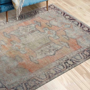 Muted Rug, Faded Rugs, Ethnic Pattern Rugs, Farmhouse Decor Rug, Turkish Rug, Personalized Rug, Non-Slip Carpet, Salon Rug, Printed Rug,
