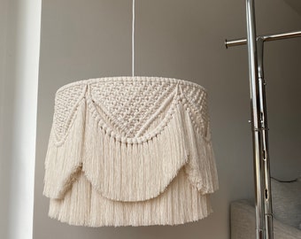 Chic designer chandelier, Beautiful Macrame Chandelier, Bohemian Lamp Shade, Bohemian Decor, Chandelier