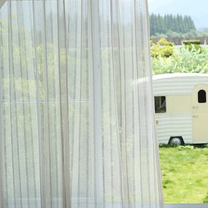 Storo Striped Linen Sheer Curtain, Natural Linen Curtain, Custom Curtain, Linen Cotton Drapes, Extra Long Curtain, Curtain for bedroom, 1PC