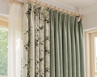 Minnie Linen Blend Curtain, Room Darkening Curtain, Custom Curtain, Thermal Curtain, Green Curtain, Curtain for Bedroom and Livingroom, 1PC
