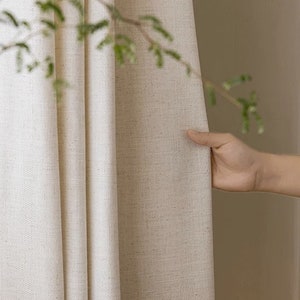 Cortina de lino Suxin, 6 colores, semiopaca, de lino natural, personalizada, para sala de estar, extra larga, 1 unidad