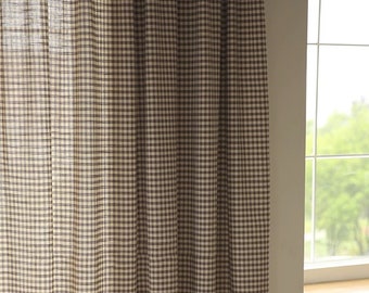 Dornoch Plaid Cotton Curtain, Natural Curtain, Custom Curtain Panel, Blackout Curtain, Linen Cotton Curtain, Extra Long Curtain, Drape, 1PC