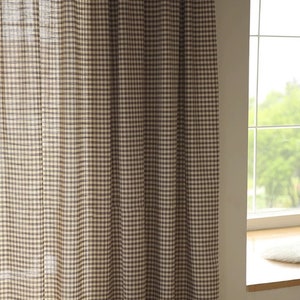 Dornoch Plaid Cotton Curtain, Natural Curtain, Custom Curtain Panel, Semi Blackout Curtain, Linen Cotton Curtain, Extra Long Curtain, 1PC