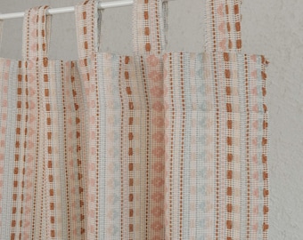 Filomena Jacquard Curtain, 3 Colors, Striped Boho Curtain, Playful Pink Curtain for Kidsroom, Custom Curtain for Livingroom Bedroom, 1PC