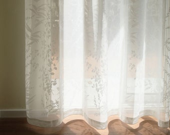 Andreas Sheer Curtain, Floral Glow Curtain, Custom Curtain Panel, White Sheer Curtain, Bedroom Curtain, Extra Long Curtain Panel, 1PC