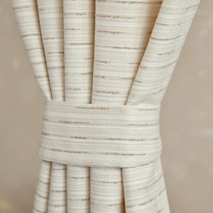 Chaim Striped Linen Blend Curtain, Soft Wool Like Curtain, Semi Darkening Curtain, Light Filtering Drape, Neutral Window Treatment, 1PC