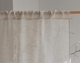Jonty Vorhang aus 100 % Leinen, 6 Farben, luftiger, atmungsaktiver, durchsichtiger Leinenvorhang, leichter Vorhang aus reinem Leinen, Schlafzimmer- und Wohnzimmervorhänge, 1 Stück