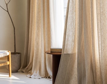 Harlan Linen Curtain, Striped Room Darkening Curtain, Thermal Curtain, Custom Curtain Panel, Drapes, Curtain for Bedroom and Livingroom, 1PC