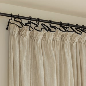 Haseeb Linen Sheer Curtain with Black Border at the Top, Custom Curtain Panel, Curtain for Bedroom and Livingroom, Extra Long Curtain, 1PC