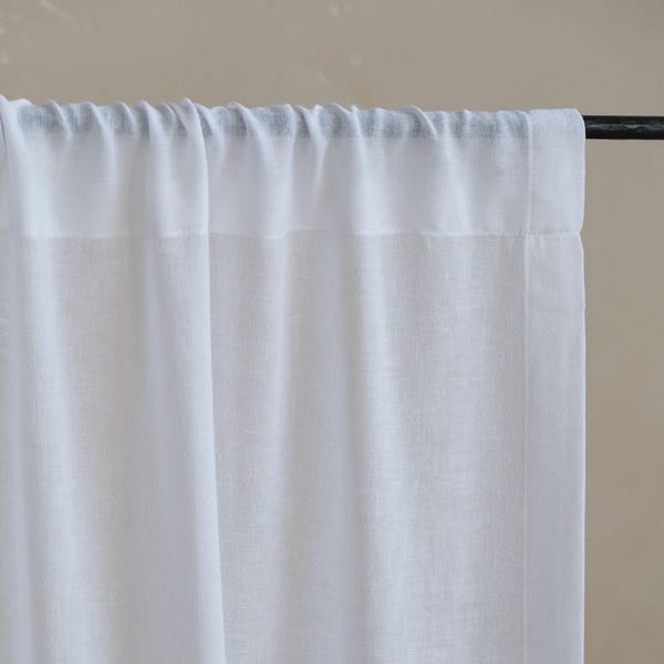 Muna Linen Sheer Curtain, 2 Colors, Airy Breathable Linen Curtain, Natural Linen Blend Curtain for Bedroom Livingroom, Linen Drapes, 1PC
