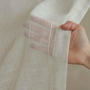 Iwan Linen Striped Curtain, Natural Sheer Curtain, Custom Curtain Panel, Livingroom Curtain, Bedroom Curtain, Extra Long Curtain Panel, 1PC