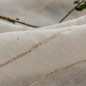 Aisha Linen Sheer Curtain, Striped Curtain, Custom Curtain, Linen Cotton Drape, Curtain for Bedroom and Living Room, Extra Long Curtain, 1PC