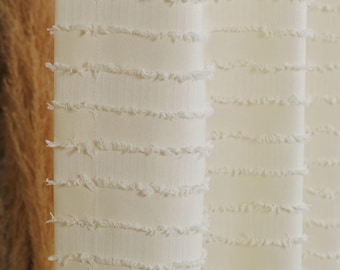 Arielle Textured Sheer Curtain, 3 Colors, Boho Textured Stripe Light Filtering Curtain for Living Room Bedroom, Privacy Window Panel, 1PC