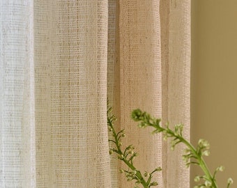 Natalia Linen Sheer Curtain, Natural Curtain, Custom Curtain, Linen Drapes, Livingroom Curtain, Door Curtain, Extra Long Curtain Panel, 1PC