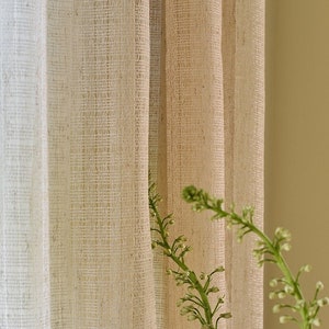 Natalia Linen Sheer Curtain, Natural Curtain, Custom Curtain, Linen Drapes, Livingroom Curtain, Door Curtain, Extra Long Curtain Panel, 1PC