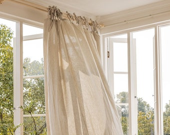 Rhodri 100% Linen Curtain, Natural Curtain, Custom Curtain Panel, Sheer Curtain, Curtain for Bedroom and Livingroom, Extra Long Curtain, 1PC