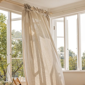 Rhodri 100% Linen Curtain, Natural Curtain, Custom Curtain Panel, Sheer Curtain, Curtain for Bedroom and Livingroom, Extra Long Curtain, 1PC