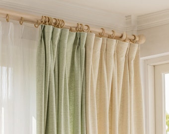Edmund Linen Curtain, Natural Curtain, Custom Curtain Panel, Green Curtain, Livingroom Curtain, Blackout Curtain, Extra Long Curtain, 1PC