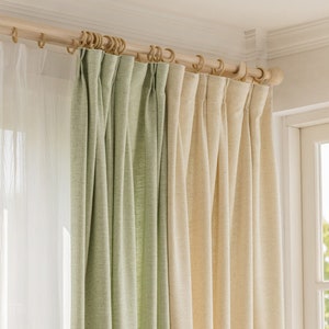 Edmund Linen Curtain, Natural Curtain, Custom Curtain Panel, Green Curtain, Livingroom Curtain, Blackout Curtain, Extra Long Curtain, 1PC