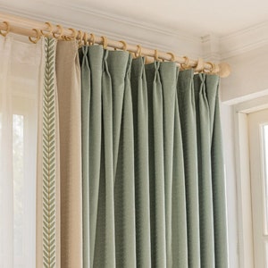Sufyan Blackout Curtain with Trim, Room Darkening Curtain, Custom Curtain, Thermal Curtain, Green Curtain, Handmade Bedroom Curtain, 1PC