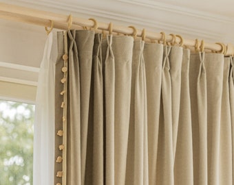 Tahlia Blackout Curtain with Beads Trim, Room Darkening Curtain, Custom Curtain, Thermal Curtain, Curtain for Bedroom and Livingroom, 1PC