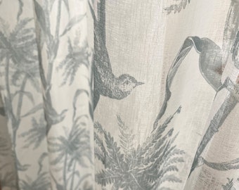 Paolo Print Sheer Curtain, Floral Jungle Curtain, Custom Curtain, Linen Curtain, Linen Drapes, Livingroom Curtain, Washable Curtain, 1PC