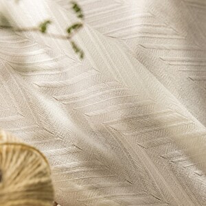 May include: White sheer curtain fabric with a subtle chevron pattern. The fabric is lightweight and has a soft, drapey texture.