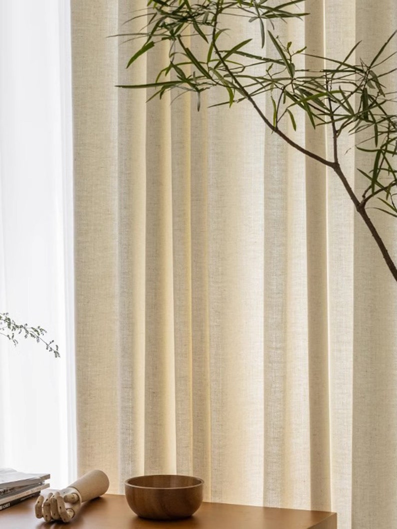 Suxin Linen Curtain, 8 Colors, Semi Blackout Curtain, Natural Linen Curtain, Custom Curtain, Livingroom Curtain, Extra Long Curtain, 1PC image 6