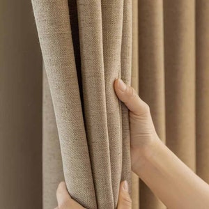 Rumoo Linen Curtain, 6 Colors, Semi- Blackout Curtain for Bedroom Livingroom, Thermal Curtain, Custom Curtain, Extra Long Curtain Panel, 1PC