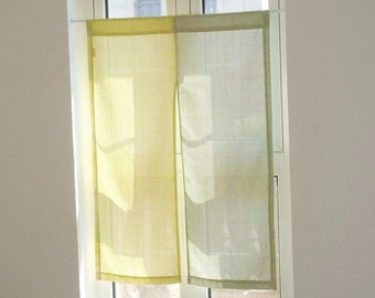 Lyman Two Tone Door Curtain, Yellow & Green Linen Noren, Door Curtain, Long Noren, Room Dividers Doorway Curtain, Rod Pocket Curtain, 1PC