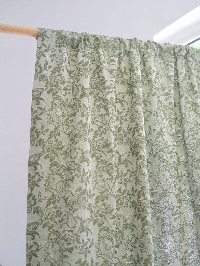 Hogan 100% Cotton Curtain, 4 Colors, Floral Curtain, Airy Sheer Curtain ...