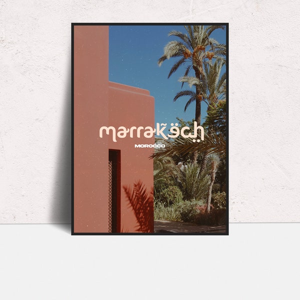 Affiche Marrakech, affiche Maroc, poster arabe, art mural, décoration salon, décoration chambre, affiche voyage, art numérique, Morroco