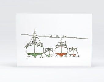 Printed Postcard - Family Boat