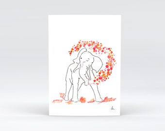 Printed Postcard - Elephant Leaves