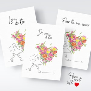 Printed poster - Love - Little girl with a bouquet