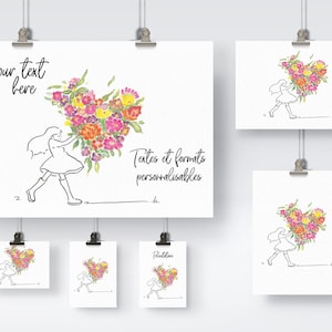 Affiche imprimée - Little girl with a bouquet