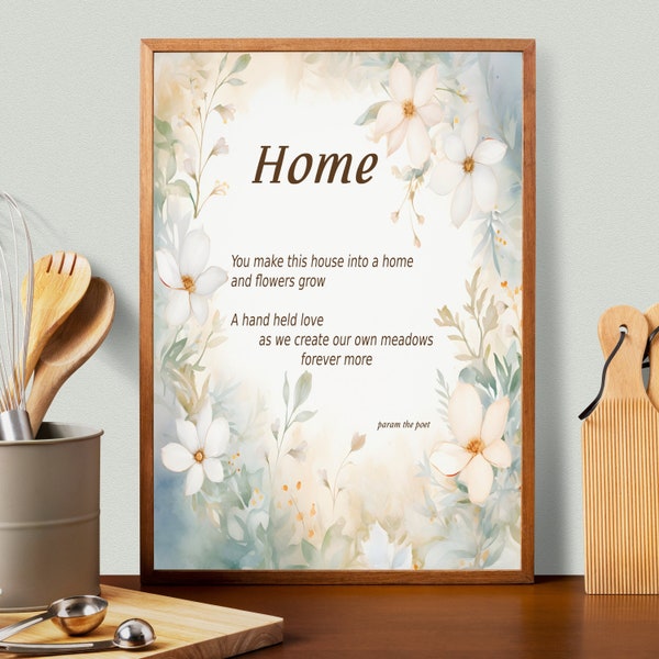 poetry printable, 8 by 10, house warming gift, love poem, watercolor, poetry, poem for your partner, botanical art, greenery art, wedding