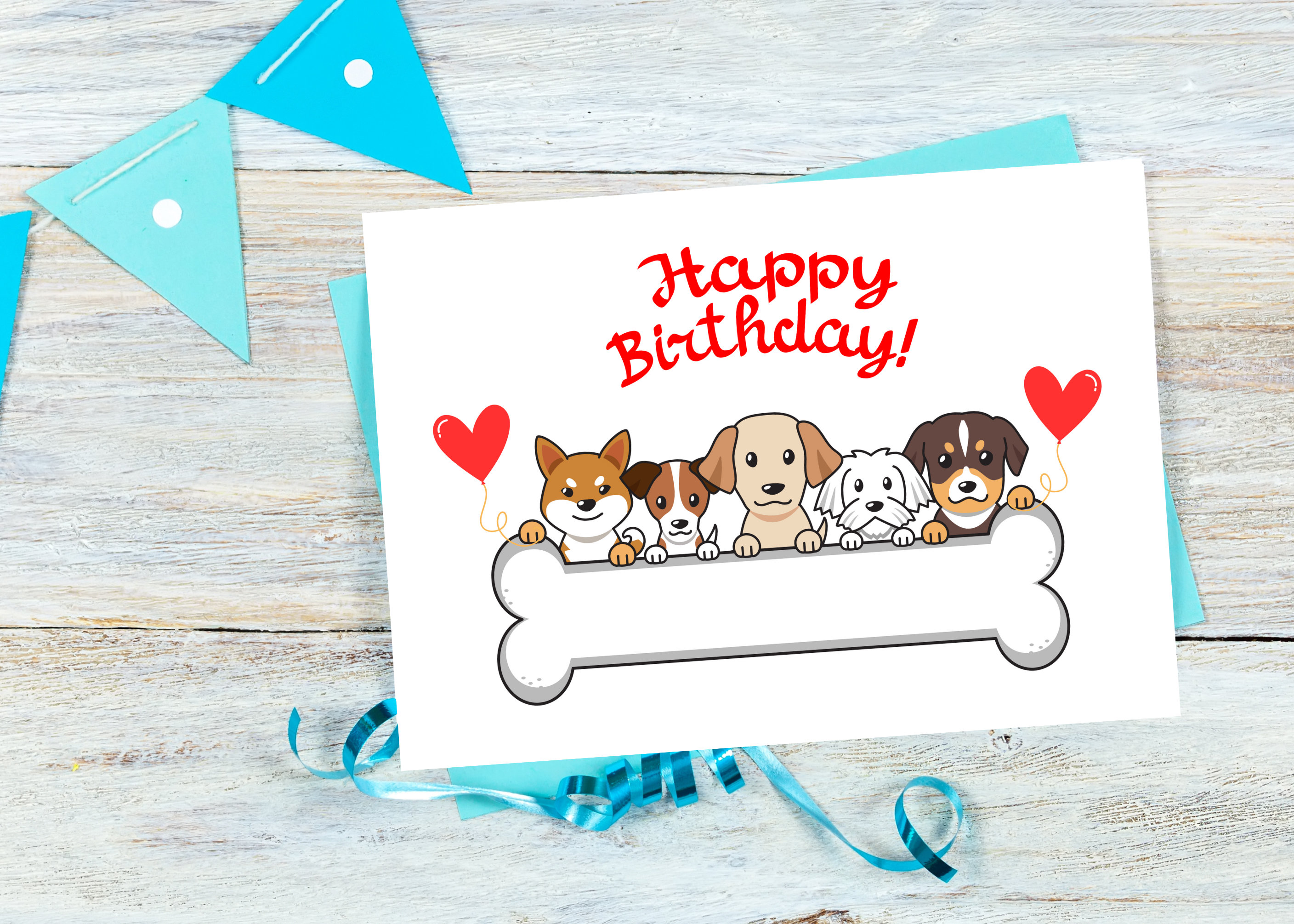 Printable Dog Birthday Card, Printable Card, Digital Birthday Card, 7x5 ...