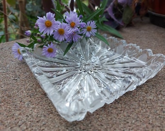 Vintage 1980s Crystal Glass Jewelry Dishes (Set of 2) - Unique Wedding Gift, Retro Decor