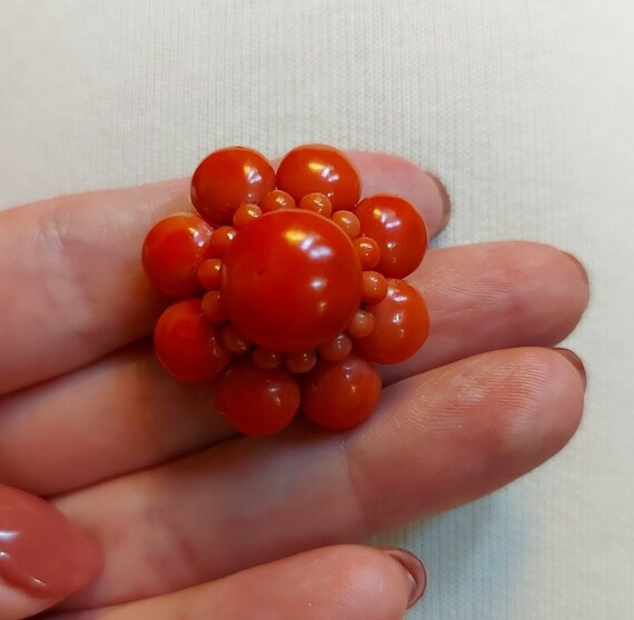 Antique Victorian Natural Red Coral Cluster Brooc… - image 4