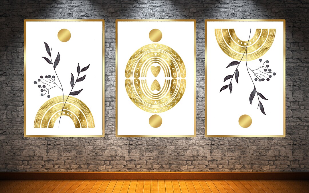 Set of 3 Art Deco Printable Wall Art, Art Deco Round Printable Art ...