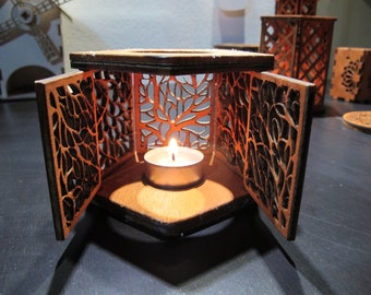 Romantic Wooden Lantern, Vintage lamp out of Wood, 10 cm high, 13cm wide